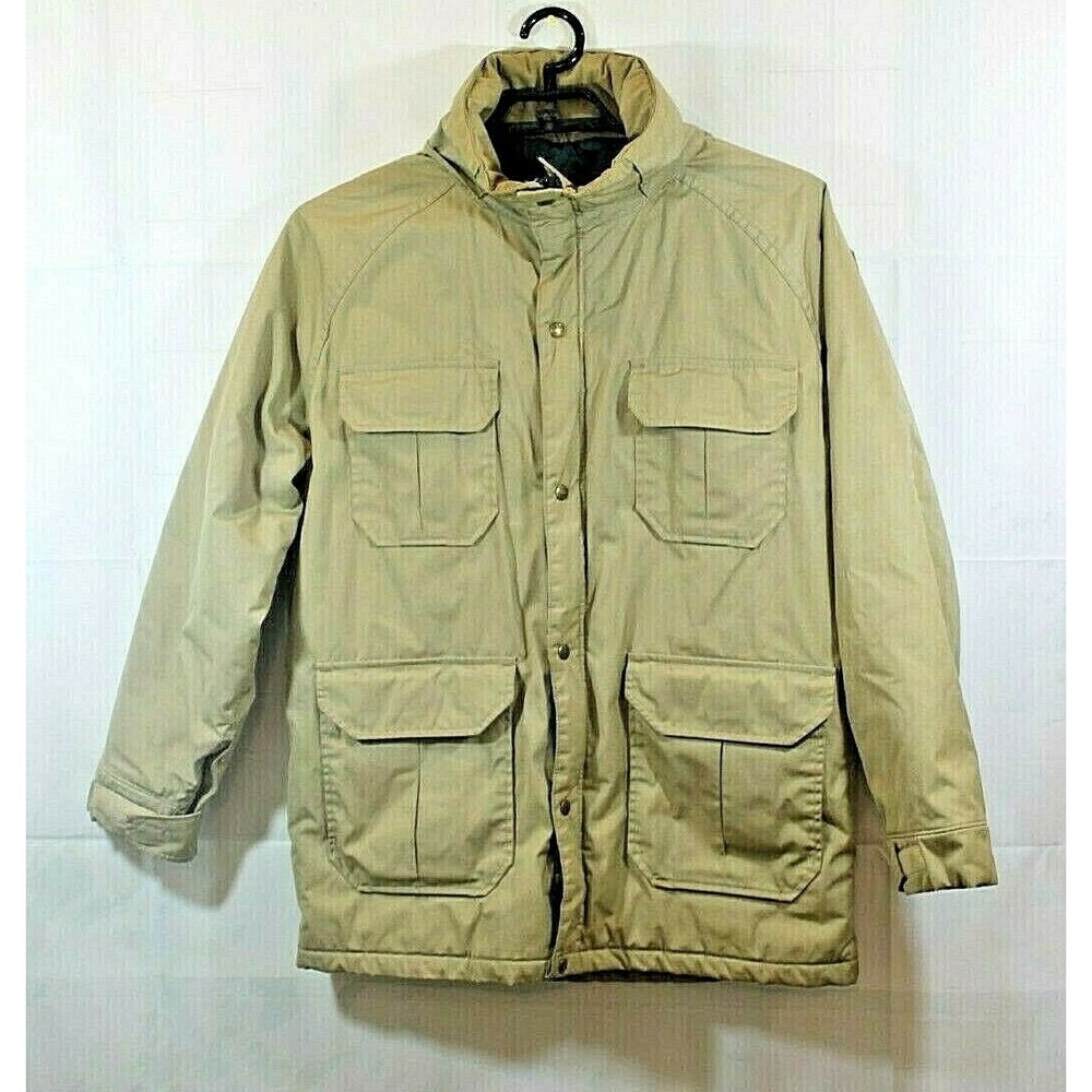 Woolrich Khaki Hooded Parker Vintage Lined Jacket Draw Waist Made in USA Sz 2XL